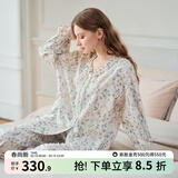 嫚熙（EMXEE）春夏季孕妇哺乳待产睡衣产后月子服产妇产前家居服 密林花信【胸垫款无哺乳口】 XL【7A级抗菌，适穿135斤以上】