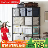 溢彩年华厨房置物架落地阳台杂物收纳货架零食蔬菜架【加粗五层80cm】2396