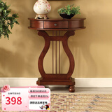 格澜帝尔（growdear）美式玄关桌靠墙桌欧式门厅玄关台玄关柜客厅隔断柜走廊半圆桌 樱桃色（600*300*770） 组装
