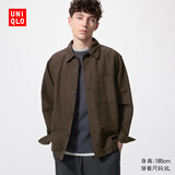 优衣库男装女装棉麻衬衫式茄克/长袖外套夹克26春夏新款482443 38 深褐色 M