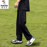 啄木鸟牛仔裤男2026夏季薄款潮流百搭直筒阔腿裤男宽松弹力青少年裤子男 黑色 XL 建议130-150斤