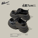 回力乐福鞋女2026春季新款女鞋百搭松糕厚底单鞋英伦风黑色小皮鞋 黑色 34