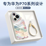 XP适用华为pura70手机壳镜头全包P70防摔散热软硅胶国风男女生高级感带挂绳保护外壳-古董白国风山水