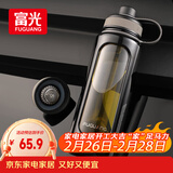 富光高硼硅玻璃杯 大容量泡茶杯双层塑玻带茶隔水杯 男士杯子1000ml