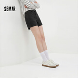 森马（Semir）森柔|牛仔裤女夏季做旧半松紧腰短裤复古潮流直筒裤103325122001