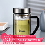 希诺（heenoor）双层玻璃杯男家用商务办公水杯带手柄泡茶杯子XN-9320 290mL