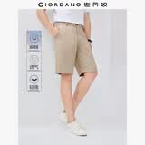 佐丹奴亚麻短裤男夏新款透气棉麻五分裤半松紧腰直筒裤子01105340