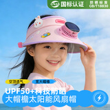 偶森儿童太阳能风扇帽空顶防晒帽遮太阳帽女童大帽檐夏季户外可爱卡通