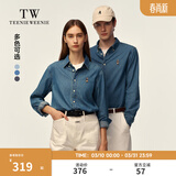 Teenie Weenie小熊男女同款休闲衬衫2025春季新款时尚水洗牛仔衬衣 蓝色 M