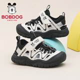 巴布豆（BOBDOG）童鞋男童夏季凉鞋小童包头沙滩鞋百搭儿童学步鞋104362017黑/米24