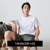 杰克·琼斯（JACK&JONES）26年男装四季打底T恤男士凉感透气多色情侣款短袖t恤水洗不易走形 白色A06 M 175