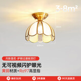 月影护眼过道玄关吸顶灯美式简约大气led入户过道灯黄铜照明中山灯具 7W 8㎡内适用 420lm 三色调光