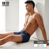 健将男士内裤男纯棉里裆平角裤100%纯棉裆四角裤头男5A抗菌无痕3条装