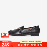 百思图春季商场同款时尚潮流通勤乐福鞋女单鞋WEF61AA5 黑色 34