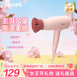 飞利浦吹风机元气小花筒家用2100W大功率吹风筒可折叠恒温护发2000万负离子电吹风生日礼物 BHD356/35