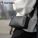 暇步士（Hush Puppies）男士单肩包斜挎包新款时尚户外通勤真皮邮差包牛皮小背包送男友 黑色HA-2011708W-5710
