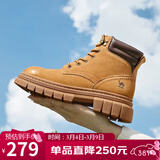 骆驼（CAMEL）大黄靴女都市户外系带工装靴马丁靴 L23W307016R 黄棕（绒里） 36