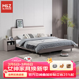 掌上明珠家居（M&Z）双人床主卧室环保板式大床可置物床头组合家具 床+床垫 1.8米款