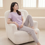 顶瓜瓜睡衣女纯棉春夏套头女可外穿短袖家居服套装西梅紫女 160