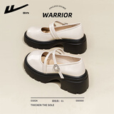 回力（Warrior）2026夏季新款复古单鞋玛丽珍女鞋乐福鞋厚底显高洛丽塔小皮鞋子女 米色【跟高6cm】 37