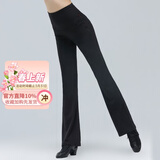 CONNY高腰提臀瑜伽裤女外穿舞蹈练功裤宽松广场舞服装跳舞裤跑步运动裤 黑色棉氨纶厚款 2XL