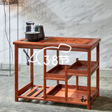 和沐红木家具非洲花梨（学名：刺猬紫檀）全实木小茶桌 新中式移动茶车 自动烧水功夫茶台 组合套 小茶桌+全自动电炉