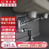 潜水艇（Submarine）厨房水槽洗菜盆下水管配件双槽套装洗碗盆洗菜池下水器排水管京 双槽110mm+140mm提篮套装