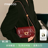 妙迪2026年红色牛皮链条斜挎包轻奢小众高级精致通勤单肩包生日礼物