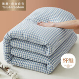雅鹿·自由自在 A类抗菌纤维被子被芯秋冬天季单双人褥棉被4斤200x230cm 蓝小格