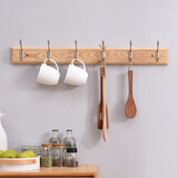 家逸衣帽架壁挂墙壁置物架墙壁挂衣架墙上实木挂钩6钩原木色