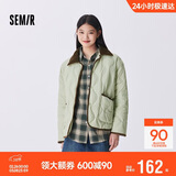 森马（Semir）羽绒服女中长款轻薄拼接灯芯绒翻领2024冬季三防外套109724113004