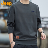 JEEP吉普卫衣男春秋季潮流宽松长袖T恤男士打底衣服男装 灰绿 3XL