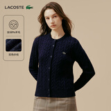 LACOSTE法国鳄鱼女装秋冬时尚休闲纽扣开衫绞花毛衣针织衫|AF0904 L6L/藏青色 M 38/165