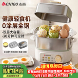 志高（CHIGO）煮蛋器 蒸蛋器 旋钮定时自动断电小型迷你 双层蒸煮鸡蛋神器0涂层不锈钢轻食机电蒸锅煮锅一体机