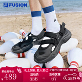 斐乐（FILA）FUSION官方潮牌斐乐男女鞋轻便凉鞋情侣休闲凉鞋沙滩鞋 黑-BK【男款】 41