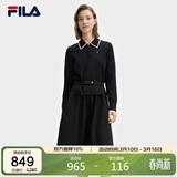 FILA 斐乐官方杨幂同款女子连衣裙2025年时尚休闲宽松收腰翻领连身裙