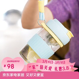 乐扣乐扣（LOCK&LOCK）元贝磁弹杯玻璃杯磁吸茶水分离杯子男女户外便携550ml蓝色