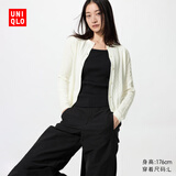 优衣库女装纽花圆领针织开衫/毛衣外套空调衫通勤488123 488123/01乳白色 M