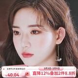 osewaya耳环女和纸手工千纸鹤耳夹无耳洞女森系清新气质长款耳饰氛围单只 淡紫色耳环 单只