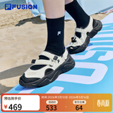 斐乐 FUSION斐乐玛丽珍凉鞋女鞋夏凉拖魔术贴海螺沙滩鞋子 微白/黑-WB 38