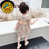 G.duck女童连衣裙夏装2025新款婴幼儿童a类纯棉公主裙小宝宝裙子1到3岁 花色 【品牌】纯棉碎花连衣裙 100