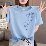 真维斯（Jeanswest）藏青色纯棉短袖t恤女夏季2026新款韩版休闲时尚小个子半袖上衣服