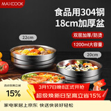 美厨（MAXCOOK）304不锈钢碗 大汤碗双层隔热 餐具面碗18CM MCWA613