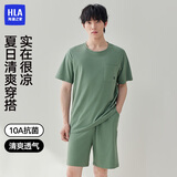 海澜之家【陈哲远同款】睡衣男士圆领纯棉百棉抗菌可外穿短袖短裤家居服