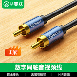毕亚兹 RCA莲花头数字同轴线音频线 1米 低音炮发烧级公对公连接转接线 SPDIF音响电视功放75欧视频线 