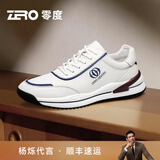 零度Zero运动鞋男新款头层牛皮休闲男鞋时尚舒适低帮缓震回弹慢跑鞋男 白蓝 38 拍比运动鞋小一码