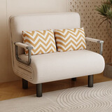 景彩 沙发床两用可折叠单人客厅布艺办公室午休简易卧室可拆洗YZ901 米色-190*100cm