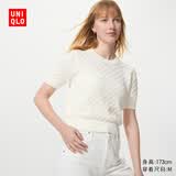 优衣库棉质圆领针织衫/短袖女装T恤485574 01 乳白色 L