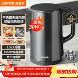 苏泊尔（SUPOR）电水壶 热水壶电热水壶1.5L小容量  304不锈钢双层防烫全钢无缝开水壶烧水壶 SW-15J626 