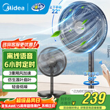 美的（Midea） 电风扇 家用风扇7叶落地扇立式轻音节能大风量电扇台扇迷你扇台立两用转页扇空气循环扇安静低音 语音遥控丨4段高度 3重飓风 家用落地扇
